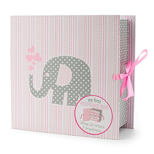 Baby Milestone Keepsake Storage Box: Track Treasured Memories - Pink Elephant