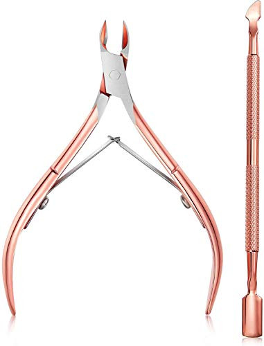 Cuticle Trimmer with Cuticle Pusher Clippers Professional Stainless Steel Cuticle Cutter Hangnails Trimmers Cuticle Scissors cuticle remover for Fingernails and Toenails