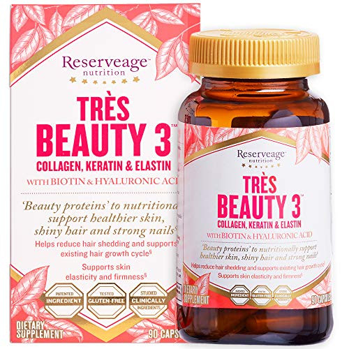 Reserveage Tres Beauty 3 Beauty Supplement for Hair Skin and Nails with Collagen Keratin and Biotin Gluten Free 90 Capsules 30 Servings Reserveage Tres Beauty 3 Beauty Supplement for Hair Skin and Nails with Collagen Keratin and Biotin Gluten Free 90 Capsules 30 Servings