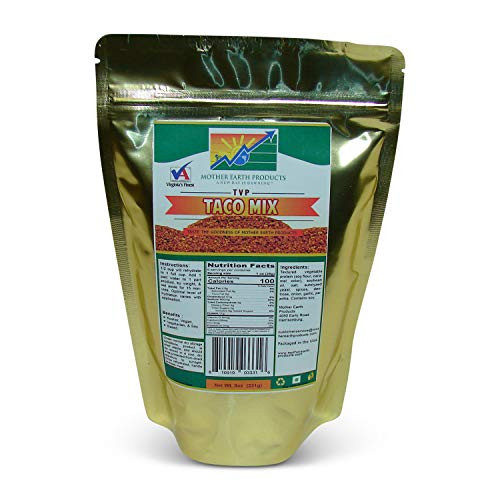 Mother Earth Products Textured Vegetable Protein TVP Taco Mix 2 cup Mylar Bag