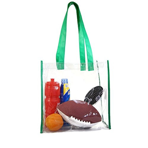 Large Clear Tote Bag NFL Football Stadium Approved with Handles 12x12x6 for Men and Women Green Trim