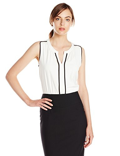 Calvin Klein Womens Top Blouse EggshellBlack S