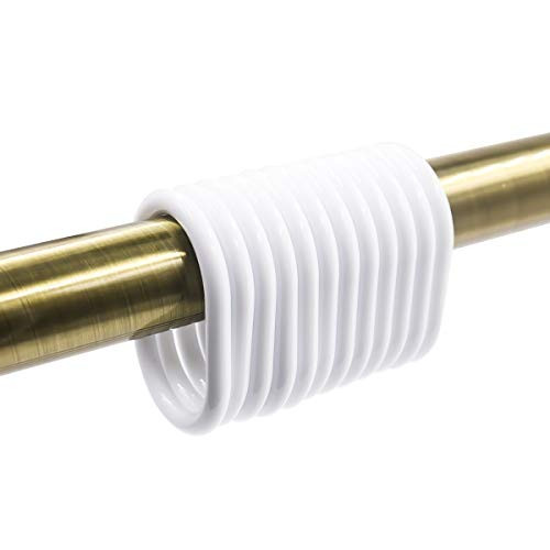 Qulable 24pcs Shower Curtain Rings Plastic Curtain C Rings Hook Hanger Bath Drape Loop Clip Glide Bathroom Shower Window Rod White