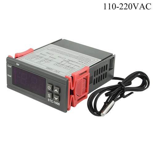 XLX STC1000 DC 110V220V 10A Microcomputer Digital Display Temperature Controller Thermostat Control Switch 2 Relay Output Cooling Heating  and NTC 10K Thermistor Sensors Digital Temperature Probe