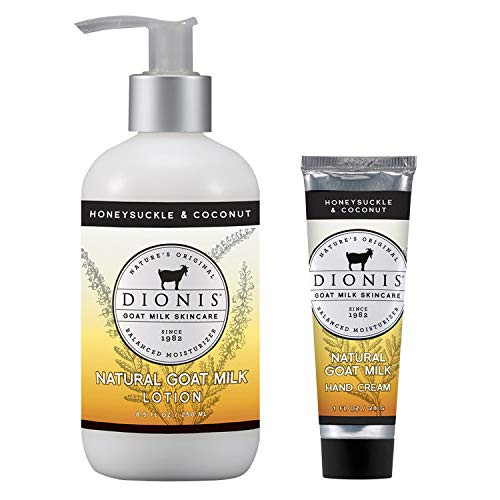 Dionis Goat Milk Body Lotion and Hand Cream Gift Set Honeysuckle  Coconut 2 Piece