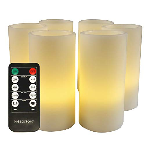Flameless Candles Battery Operated Pillar Ivory Real Wax Flickering LED Candle with 10 Key Remote Control Cycling Timer Pack of 6 3 x 6 Smooth