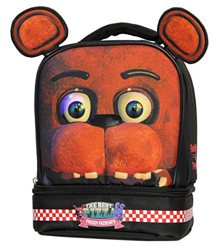 FNAF Lunch Box Soft Kit Dual Compartment Insulated Cooler Five Nights at Freddy's Fazbear with Ears
