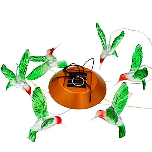 Etmury Solar Wind Chimes for Outdoors LED Hummingbird Wind Chimes Solar Garden Light Hanging Wind Chime Changing Color Waterproof Six Hummingbird Wind Chimes for Home Party Night Garden Decoration