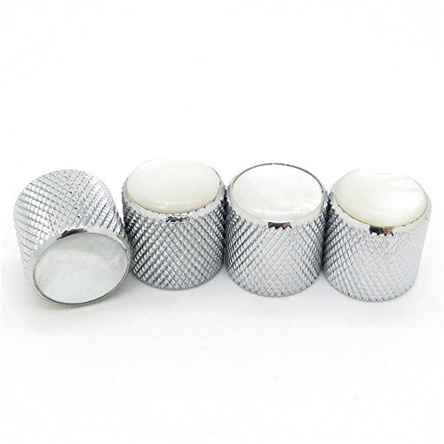 Metal Domed Volume Tone Control Knob Pearl White Top for Electric Guitar Pack of 4