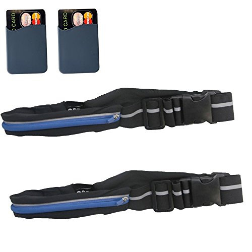 As Seen On TV 2 Pack Go Belt Blue LED Light Up Running Belt for Cycling Running with 2 FREE Phone Pockets