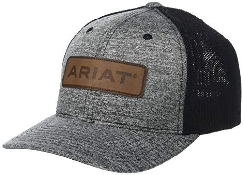ARIAT Leather Logo Patch Flexfit Cap Heather GreyBlack SMMD