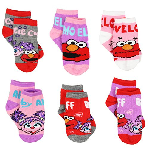 Sesame Street Girls 6 pack Quarter Socks 24 Toddler Shoe 47 6 pk Elmo Abby