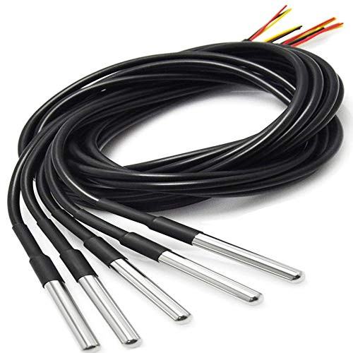 Aoicrie 5pcs DS18B20 Waterproof Temperature Sensor Digital Thermal Stainless Steel Tube Probe?Thermistor Temperature Controller 1 Meter