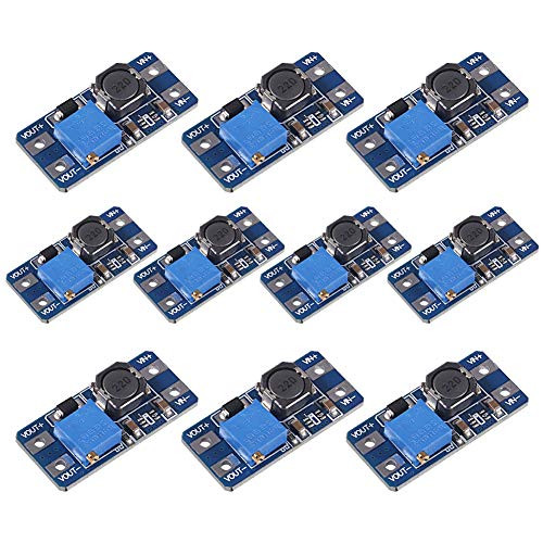 ALMOCN 10PCS MT3608 DCDC Boost Converter 2A Adjustable Step Up Voltage Regulator Module Power Supply Board 2V24V to 5V28V for Arduino