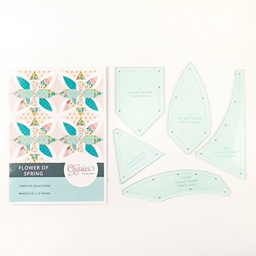 Sue Daley Classics Acrylic Quilt Template Set  Flower of Spring Block 5 Pieces Patchwork Sewing
