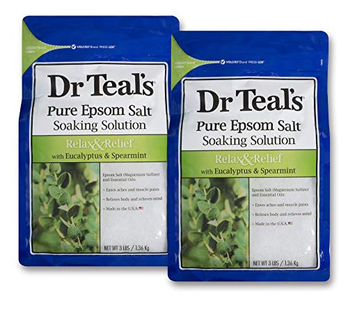 Dr Teals Epsom Salt Soaking Solution With Eucalyptus Spearmint 48 Ounce Pack of 2
