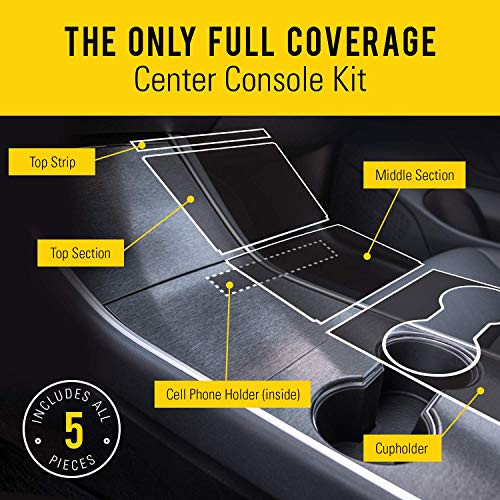 HumanFriendly Tesla Model 3 Center Console Wrap Kit by EV Armor  Brushed Metal Black