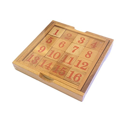 CMStar Portable Wooden 15 Puzzle Game