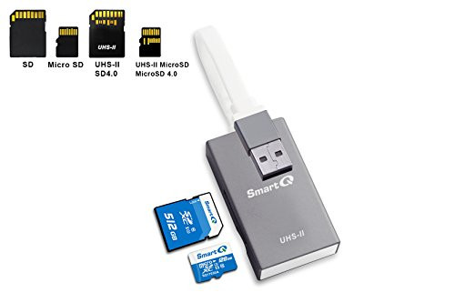 SmartQ C363 Dual-Slot SD Card Reader/Writer with USB 3.0 and SD 4.0/UHS II technology, featuring Portable SD/SDHC/SDXC/MicroSD/MicroSDXC/MicroSDHC Card Reader/Writer for PC/Mac (Cool Gray)