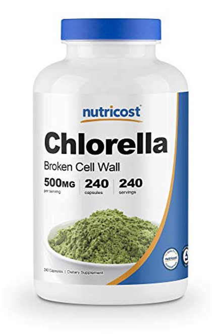 Nutricost Chlorella Capsules 500mg 240 Veggie Capsules  NonGMO and Gluten Free