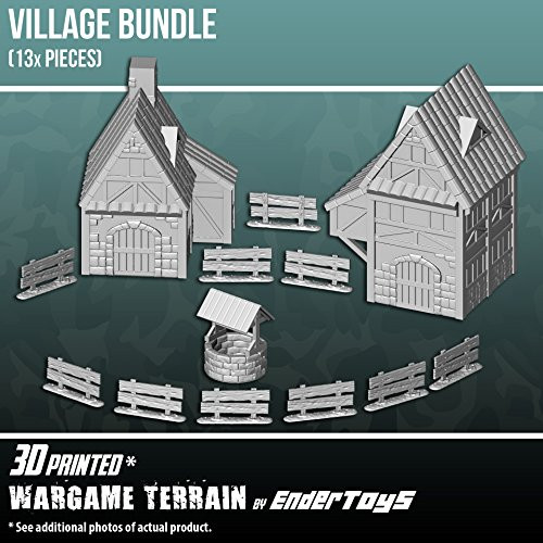 Village Bundle Terrain Scenery for Tabletop 28mm Miniatures Wargame 3D Printed and Paintable EnderToys