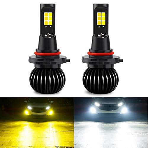 CIIHON 9005 HB3 9006 HB4 LED Fog Light Bulb 3030SMD 35W Lights Bulbs Not Headlight 1900LM Dual Color 6000K White 3000K Yellow DRL Replacement Pack of 2