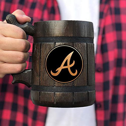 Sports Logo Beer Mug Wood Beer Stein Baseball Fan Gifts Wooden Beer Mug Gift for Men Gift for Him Wooden Beer Tankard Sport Gift #223 06L  22 ounces