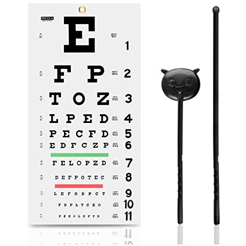 Eye Chart Snellen Eye Chart Wall Chart Eye Charts With Hand Pointer And Eye Occluder For Eye Exams 20 feet 11 X 22 in