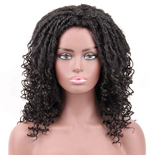 HH FASHION Short Dreadlock wig Twist Wigs for Black Women Afro Short Braided Synthetic Wig?14inch 1B?