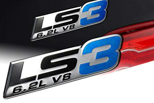LS3 62L V8 Engine Emblems Badges Nameplates Compatible with GM General Motors Performance Chevy Corvette Camaro SS ChromeBlackBlue