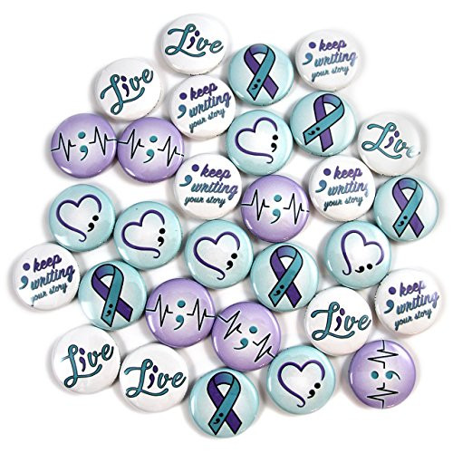 SemicolonSuicide Awareness Mini Buttons 1 Pins 30 piece set