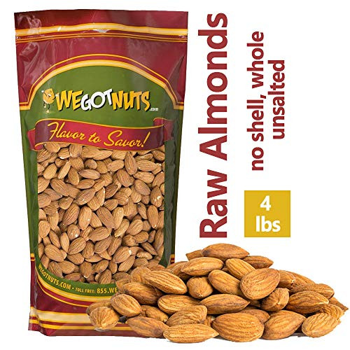We Got Nuts Jumbo California Almonds 64oz 4 Pounds Whole Raw Shelled Unsalted
