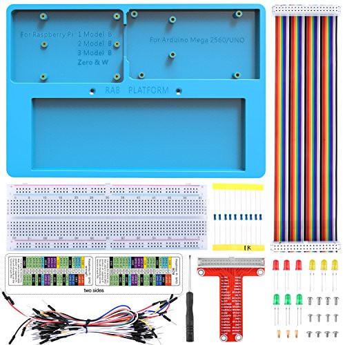 Kuman Raspberry Pi Holder Breadboard Kit, 7 in 1 RAB Holder kit for Arduino Uno R3, Mega 2560 & Raspberry Pi 3 Model B, 2 Model B,1 Model B+ RPI Zero and Zero W