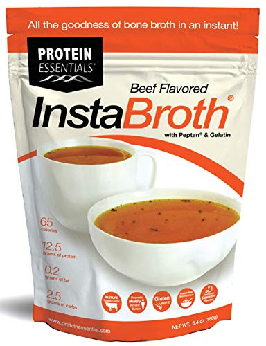 InstaBroth Bone Broth Powder with Grass Fed Pasture Raised Collagen and Gelatin 125g Protein 64oz Beef