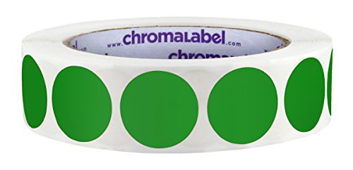 ChromaLabel 1 Inch Round Permanent ColorCode Dot Stickers 1000 per Roll Green