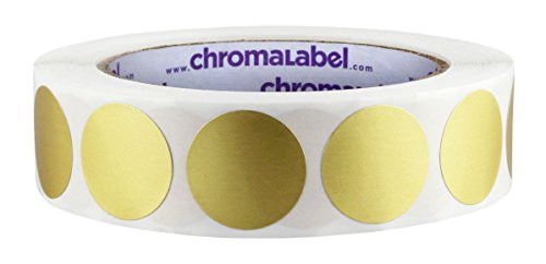 ChromaLabel 1 Inch Round Permanent ColorCode Dot Stickers 1000 per Roll Metallic Gold