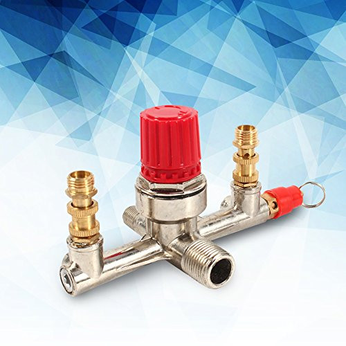 Air Compressor Control Valve Double Outlet Tube Alloy Air Compressor Switch Pressure Regulator Valve Fit Part Pressure Regulator Valve
