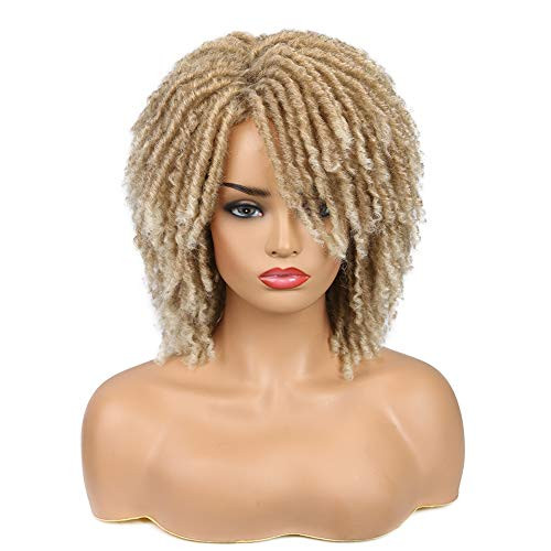 Lady Hanne Dreadlock Wig Light Brown Blonde Short Curly Braided Twist Dreadlock Wigs Heat Resistant Synthetic Daily Party Replacement Wig for Women