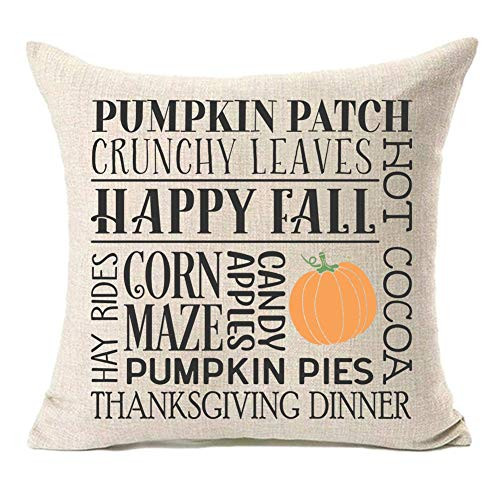 MFGNEH Pumpkin Patch Fall Decor Cotton Linen Pillow Covers 18x18 InchHappy Fall Farmhouse Throw Pillow Case Cushion Cover for Sofa MFGNEH Pumpkin Patch Fall Decor Cotton Linen Pillow Covers 18x18 InchHappy Fall Farmhouse Throw Pillow Case Cushion Cover for Sofa