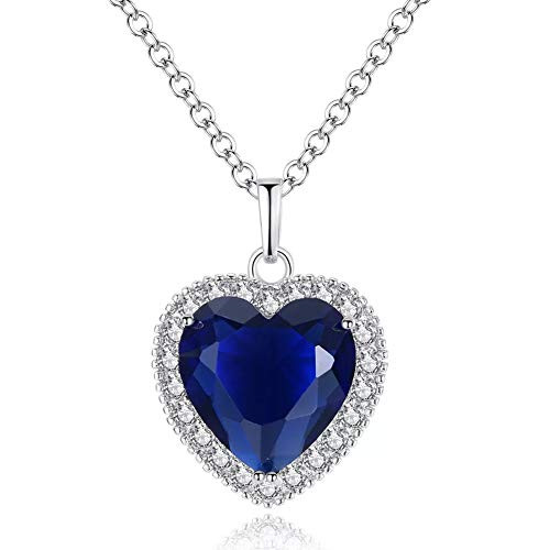 Titanic Heart of the Ocean Necklace AILUOR Sterling Silver Blue Sapphire Crystal Necklace Pendants Jewelry Valentines Mothers Day Gift Titanic Heart of the Ocean Necklace AILUOR Sterling Silver Blue Sapphire Crystal Necklace Pendants Jewelry Valentines Mothers Day Gift