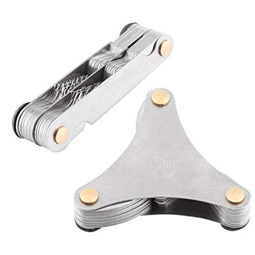 2 Pack Thread Pitch Gauge Stainless Steel Screw Pitch Measuring Tool One America SAE Type and One MetricInch Type
