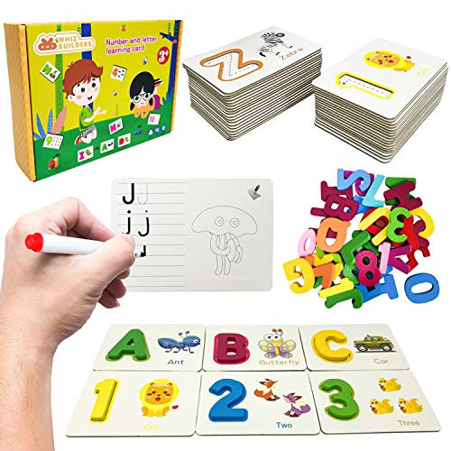 Alphabet Flash Cards Games with Wooden Number ABC Letters for Toddlers  Kids All Ages  Years Olds  Homeschool Educational Kindergarten Preschool Learning Animal Flashcards Toys Puzzle Materials