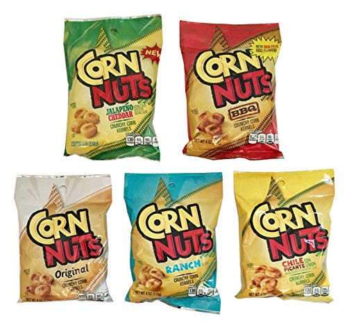 Corn Nuts Variety Pack 4oz Size Pack of 5 1 of Each  BBQ Ranch Chile Picante Original and Jalapeno Cheddar