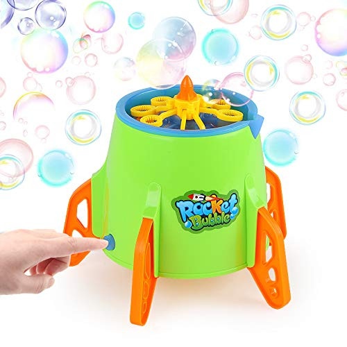 Rocket Bubble Machine Automatic Bubble Maker with Bubble Solution 2 Bubble Wands 1000 Bubbles per MinuteBubble Blower Toy for Kids Outdoors Party Favor Rocket Bubble Machine Automatic Bubble Maker with Bubble Solution 2 Bubble Wands 1000 Bubbles per MinuteBubble Blower Toy for Kids Outdoors Party Favor