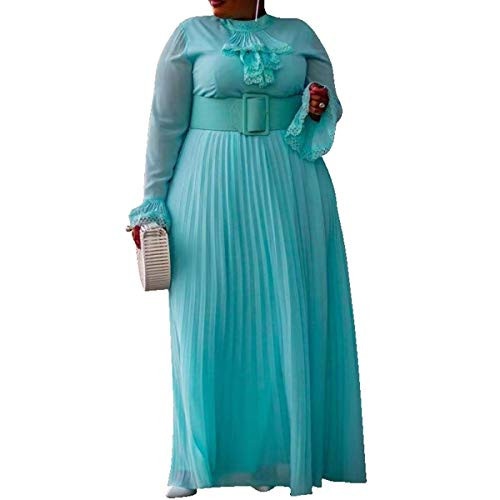 VERWIN Plus Size FloorLength Print Half Lantern Sleeve Floral Womens Maxi Dress Expansion Dress XLarge Blue