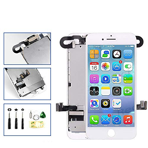 with Front Camera Facing Proximity Sensor Earpiece Speaker Full Assembly Digitizer Display LCD Screen Replacement for iPhone 8 47 Inch White