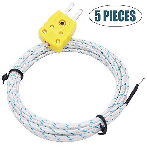 Twidec5Pcs KType MiniConnector Probe Thermocouple Temperature Sensor 3M Line Length Temperature Range 50~400 °C?58~752??