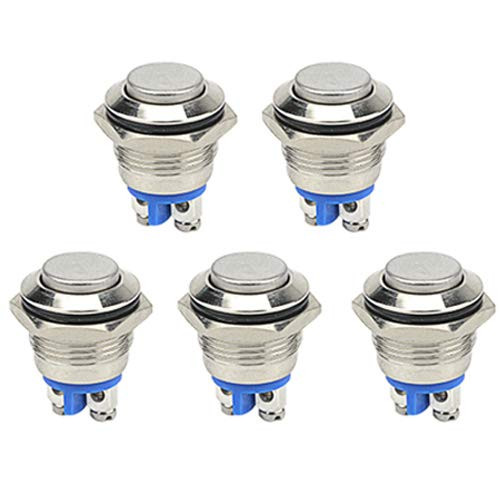 WMYCONGCONG 5 Pcs 16mm Waterproof Momentary Push Button Switch 1NO SPST DCAC 36V 2A