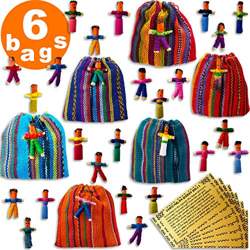 Worry Dolls in a Bag from Guatemala  Super Cute Little Worry Dolls  Worry Doll  People  Mayan  Trouble  Anxiety  Guatemala Dolls  6 Bags