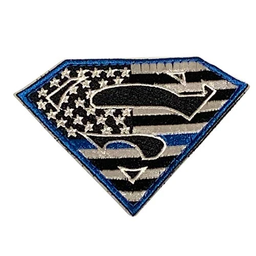 PakedDeals Superman Thin Blue Line Morale Patch Police Law Enforcement Blue Border
